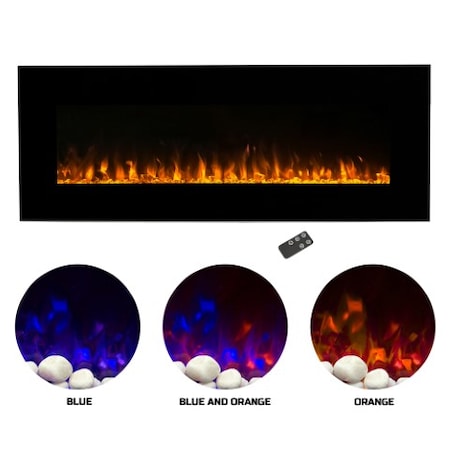 Hastings Home 54-inch Electric Fireplace, Wall Mount, Front Vent, LED Flame and Remote Control 905948PJJ